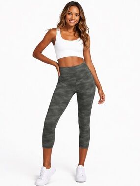 SPANX Women’s Camo Leggings Medium Green Sage High Waist Shaping NWT
